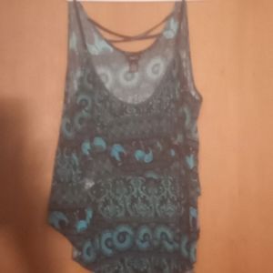 Camisole, turquoise with elephant pattern